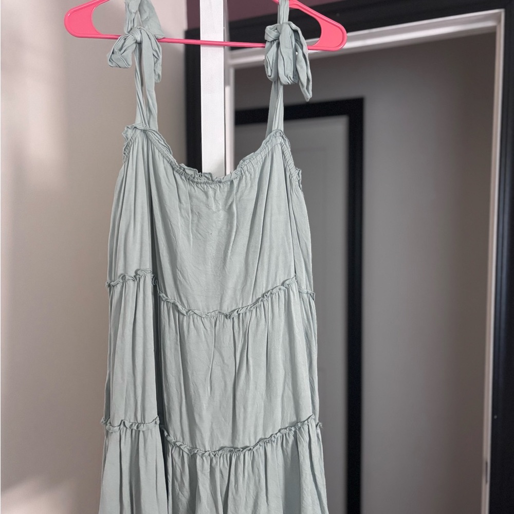 Kaileigh Sage Green Tiered Sundress